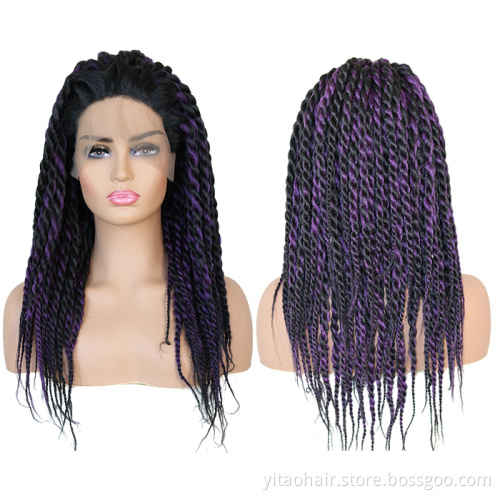Crochet Twist Braids Soft Synthetic Jumbo Braid Women Hair Wig  Purple Black Long Wigs for Black Women
